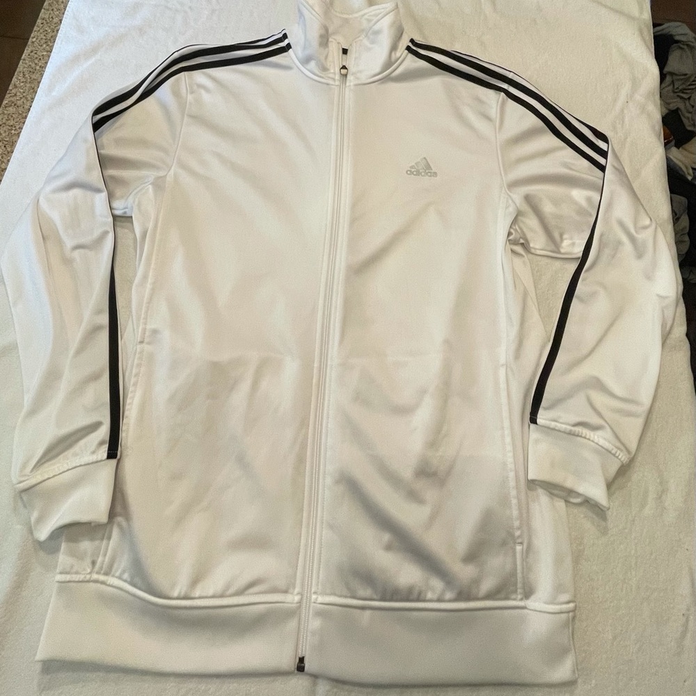 Adidas Mens White athletic jacket